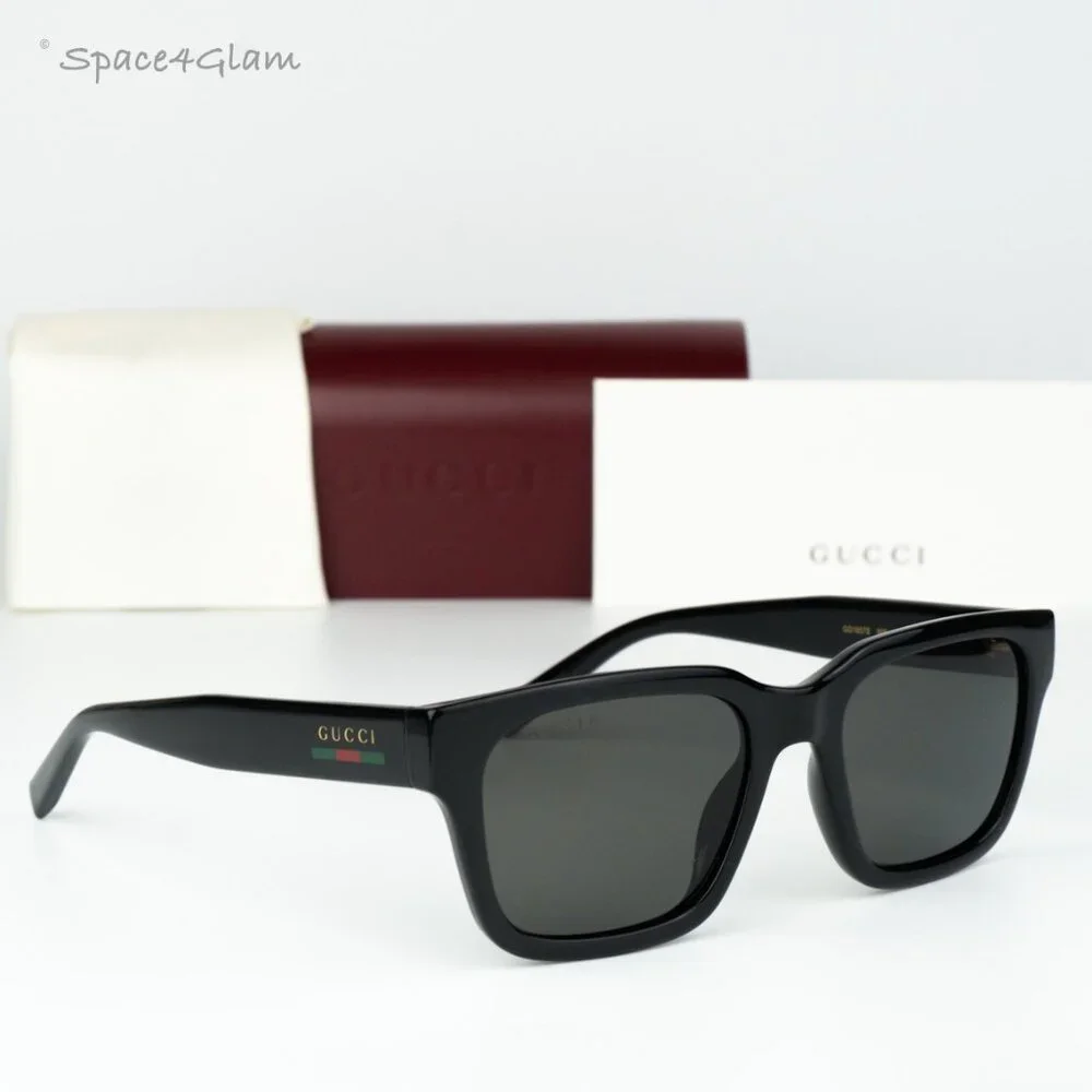 Gucci Men Sunglasses Black Grey Polarized Square GG1857S 005 NEW AUTHENTIC
